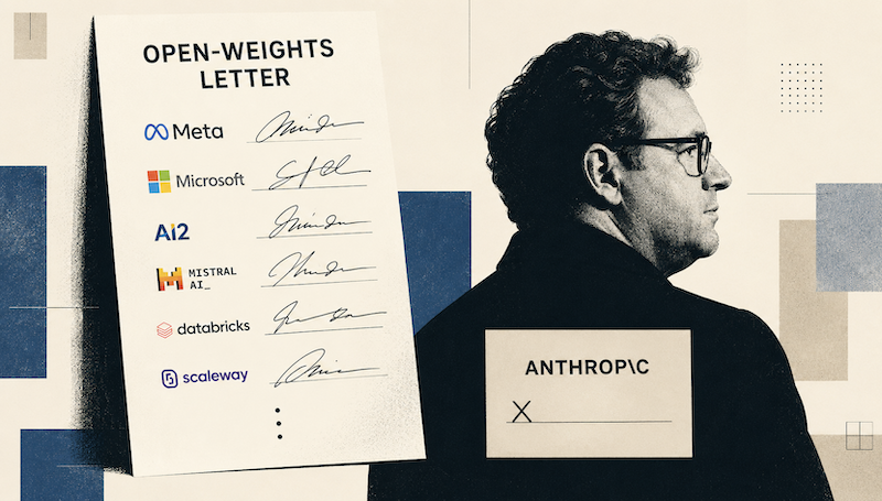 Everyone Signed the Open-Weights Letter Except Anthropic. Amodei Says He Never Wanted a Ban.